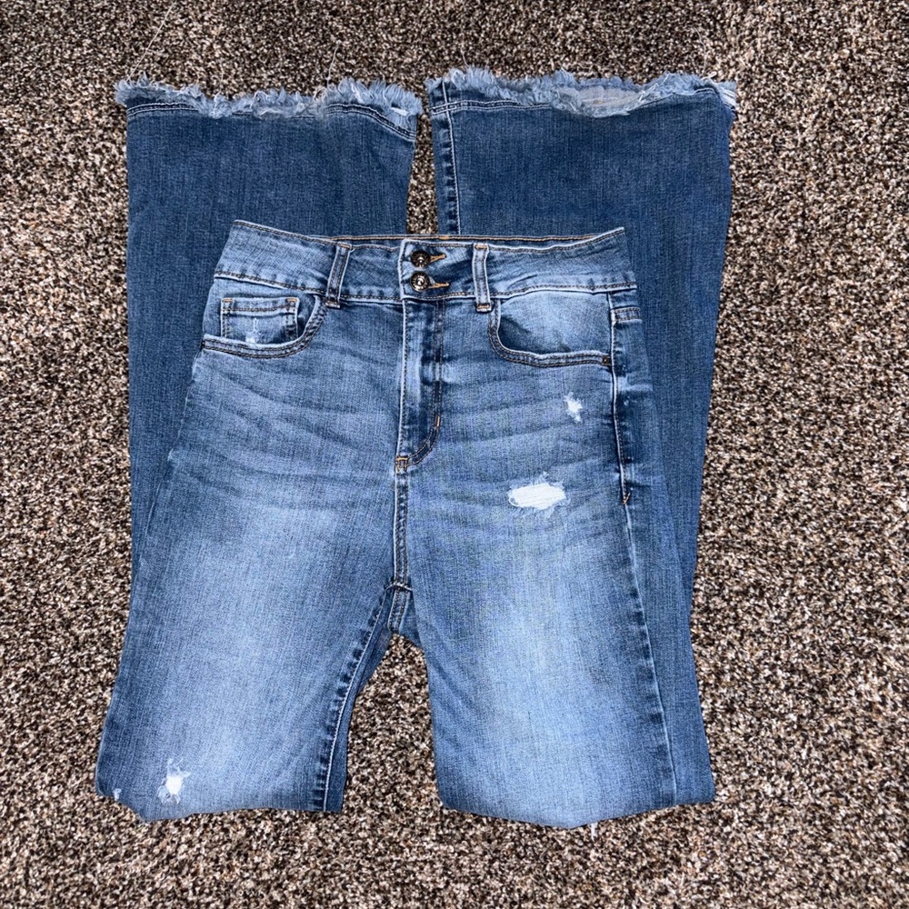 Distressed Flare Highrise Jeans